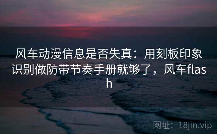 风车动漫信息是否失真：用刻板印象识别做防带节奏手册就够了，风车flash